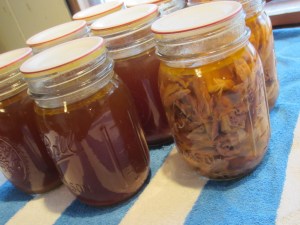 6 pints canned chicken broth & 2 pints canned chicken (*All jars canned according to Ball Blue Book Guidelines)